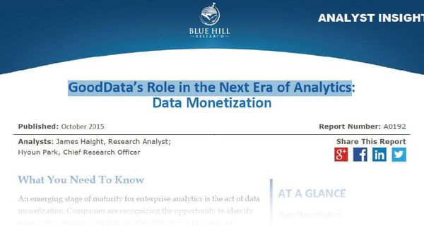 Blue Hill Research Report: GoodData's Role in the Next Era of Analytics: Data Monetization